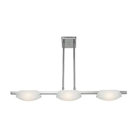 Nido, 3 Light LED Pendant, Matte Chrome Finish, Frosted Glass